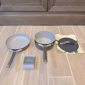 $225 Caraway Home 4 pc Mini Fry Pan & Mini Sauce Pan Gray Set